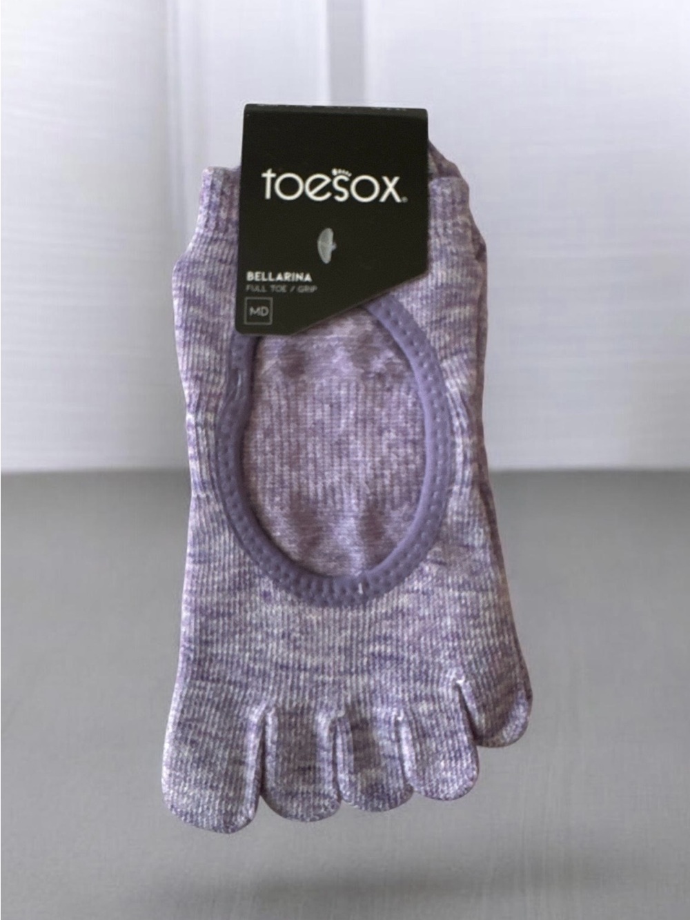 toesox Bellarina Lavender Full Toe Grip No-Show Socks